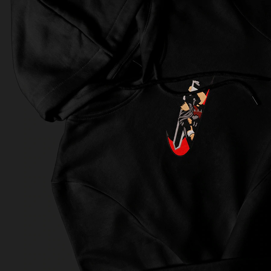 LIMITED BERSERK GUTS AND SWORD X EMBROIDERED ANIME HOODIE